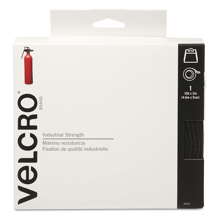 VELCRO® Brand Industrial Strength Sticky-Back Hook and Loop Fasteners, 2" x 15 ft. Roll, Black